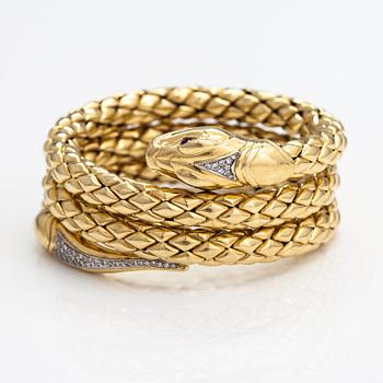 Chimento, Armband, 18K guld, rubiner, diamanter ca 0.46 ct tot. Italien.