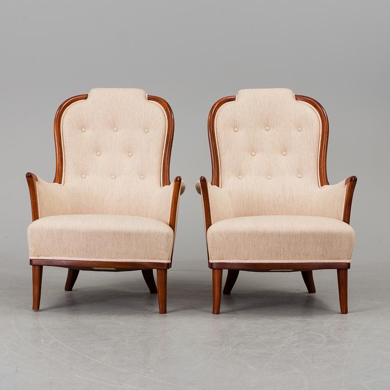 CARL MALMSTEN, fåtöljer, ett par, "Vår Fru", AB OH Sjögren, Tranås.