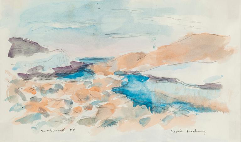 GUSTAV RUDBERG, watercolour and pencil, signer Gustav Rudberg and dated Svalbard 80 in pencil.