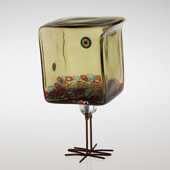 An Alessandro Pianon 'Pulcino' glass figure of a bird, copper legs, Vistosi, Italy 1960's, model S 191.