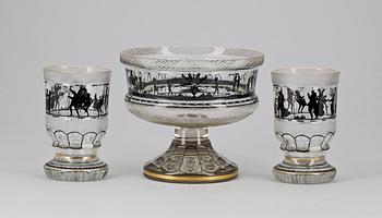 PARTI GLAS, 3 delar, Böhmen, 1800/1900-tal.