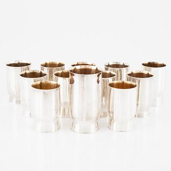 Twelve Swedish silver beakers, mark of Anders Ericson, Kristianstad 1974-1979.