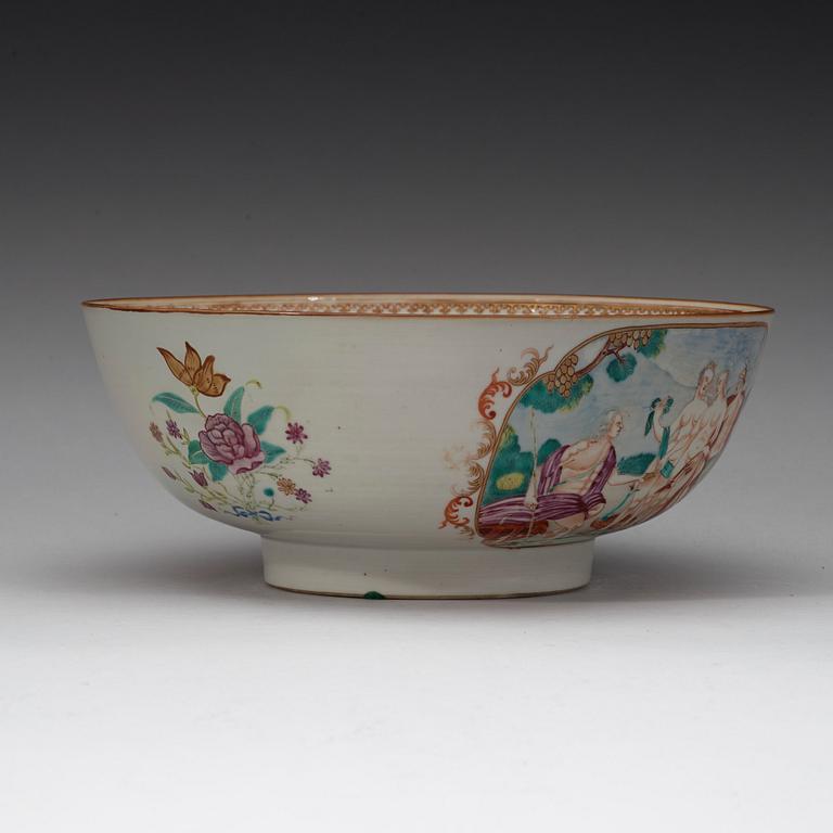 A famille rose 'European Subject' punch bowl, Qing dynasty, Qianlong (1736-95).