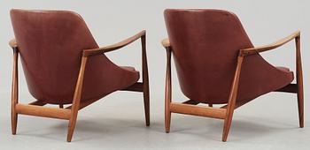 A pair of Ib Kofod Larsen 'Elisabeth' easy chairs, Christensen & Larsen, 1950's-60's.