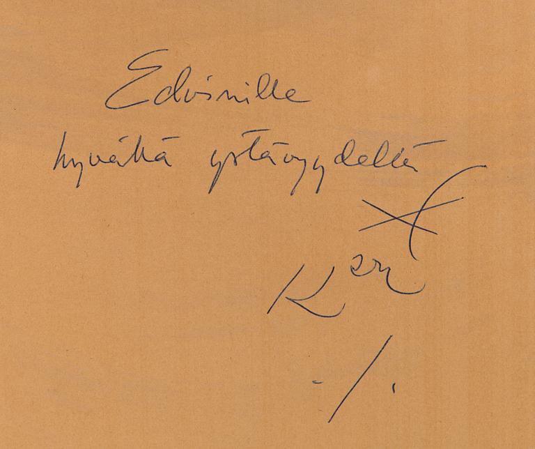 KARI SUOMALAINEN, pilapiirros, sekatekniikka, signeerattu.