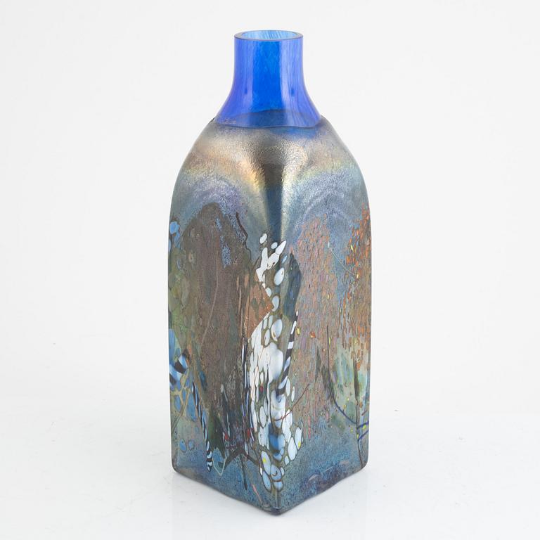 Bertil Vallien, a flask-shaped glass vase, Kosta Boda Atelier, Sweden.