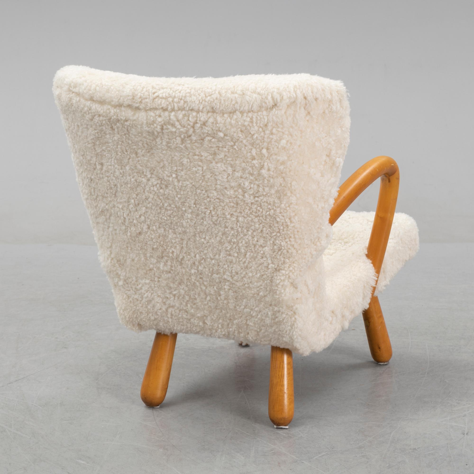 A shearling upholstered 'Åke' easy chair, IKEA, 1950s.