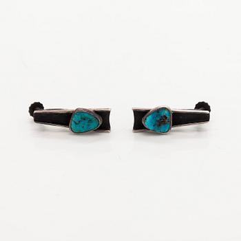 Bracelet, pendant and earrings, silver, turquoise, Tillander, Helsinki, 1950s.