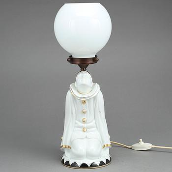 BORDSLAMPA, porslin och glas, 1900-talets första hälft.