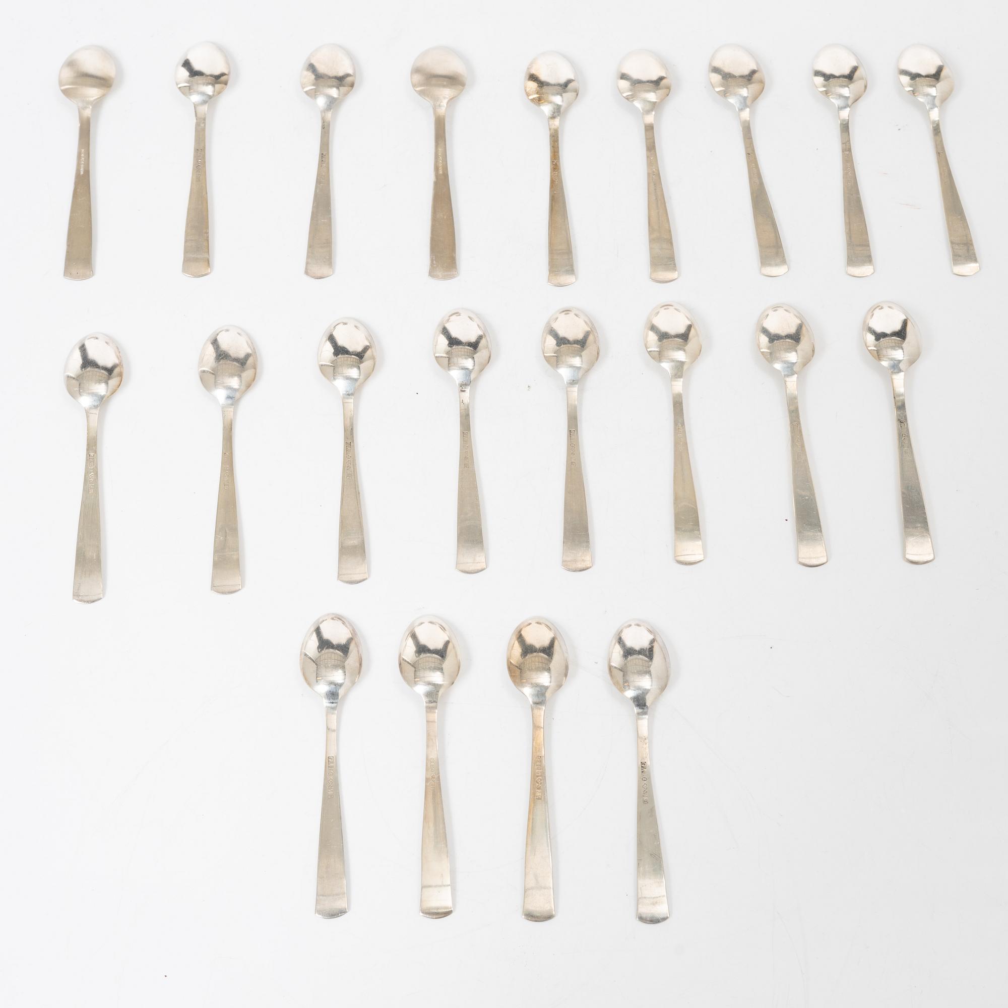 Jacob Ängman, coffee spoons, 21 pcs, "Rosenholm", silver, GAB, Stockholm 1960s.