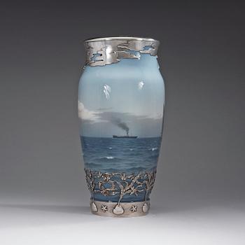 ANTON MICHELSEN & ROYAL COPENHAGEN, vas, Köpenhamn 1925, sterling och porslin.