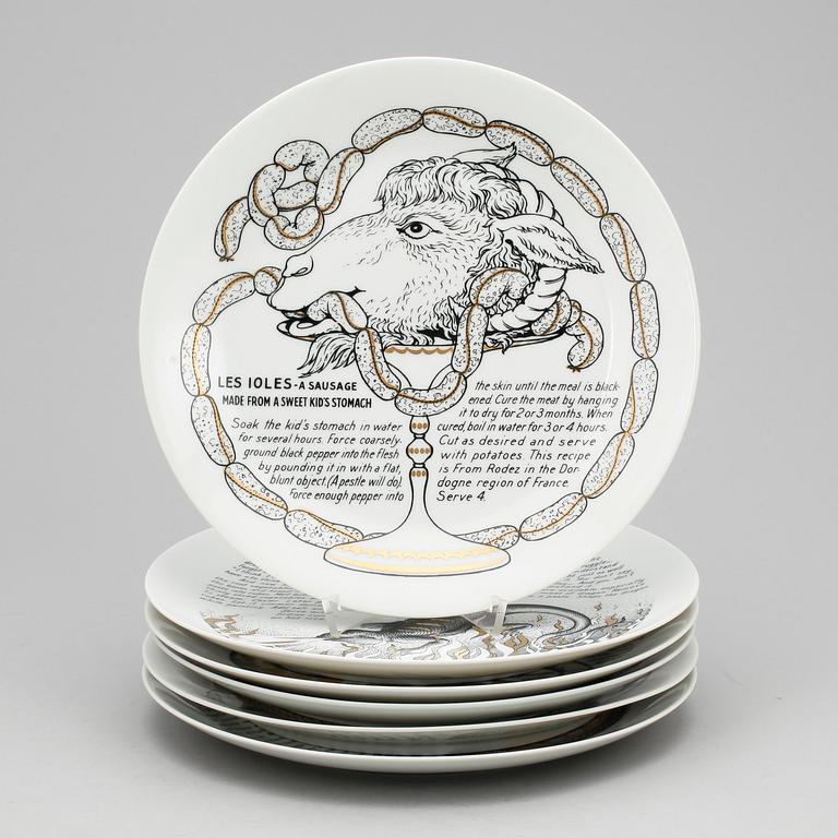 TALLRIKAR, 6 st, porslin, Fleming Joffe Ltd cook plates. espacialy made by Fornasetti Milano, Italien.