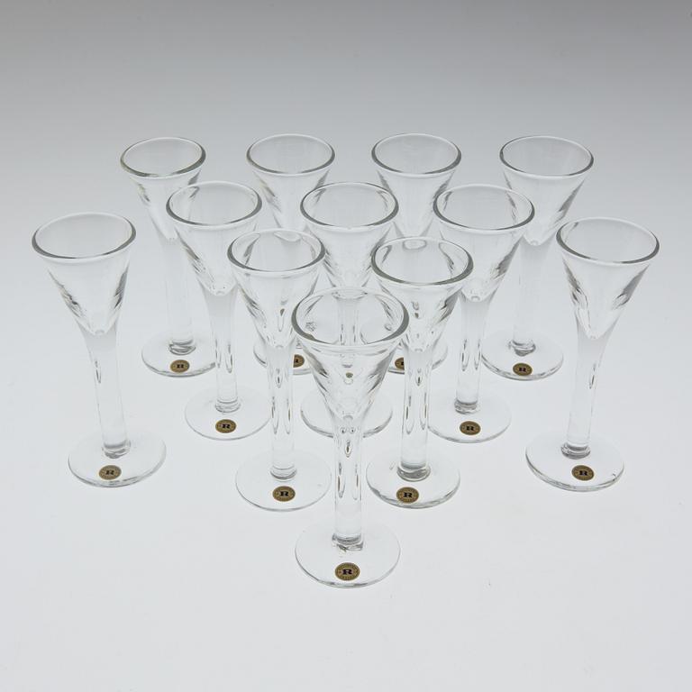 SNAPSGLAS, 12 st, "Antik", Reijmyre Glasbruk.