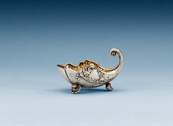 1167. A RUSSIAN PARCEL-GILT KOVSH/CREAM-JUG, Makers mark of Pavel Ovchinnikov, St. Petersburg late 19th century.