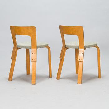 Alvar Aalto, stolar, ett par, modell 65, O.Y. Huonekalu- ja Rakennustyötehdas A.B. 1930-tal.