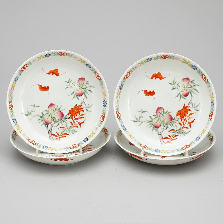 TALLRIKAR, 4 st, porslin, Kina, 1800-tal.