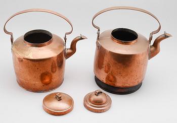 KANNOR, 2 st, koppar, 1800-tal.