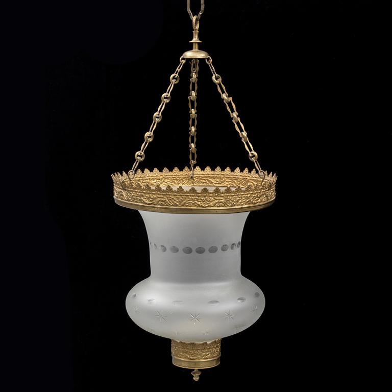 An empire ceiling light, early part of the 19t century.