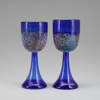 Kjell Engman · POKALGLAS, ett par, "Heliopora", Kjell Engman, Kosta Boda.