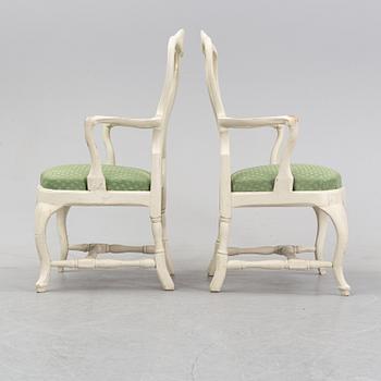 A pair of rococo armchairs, mid 18th Century.