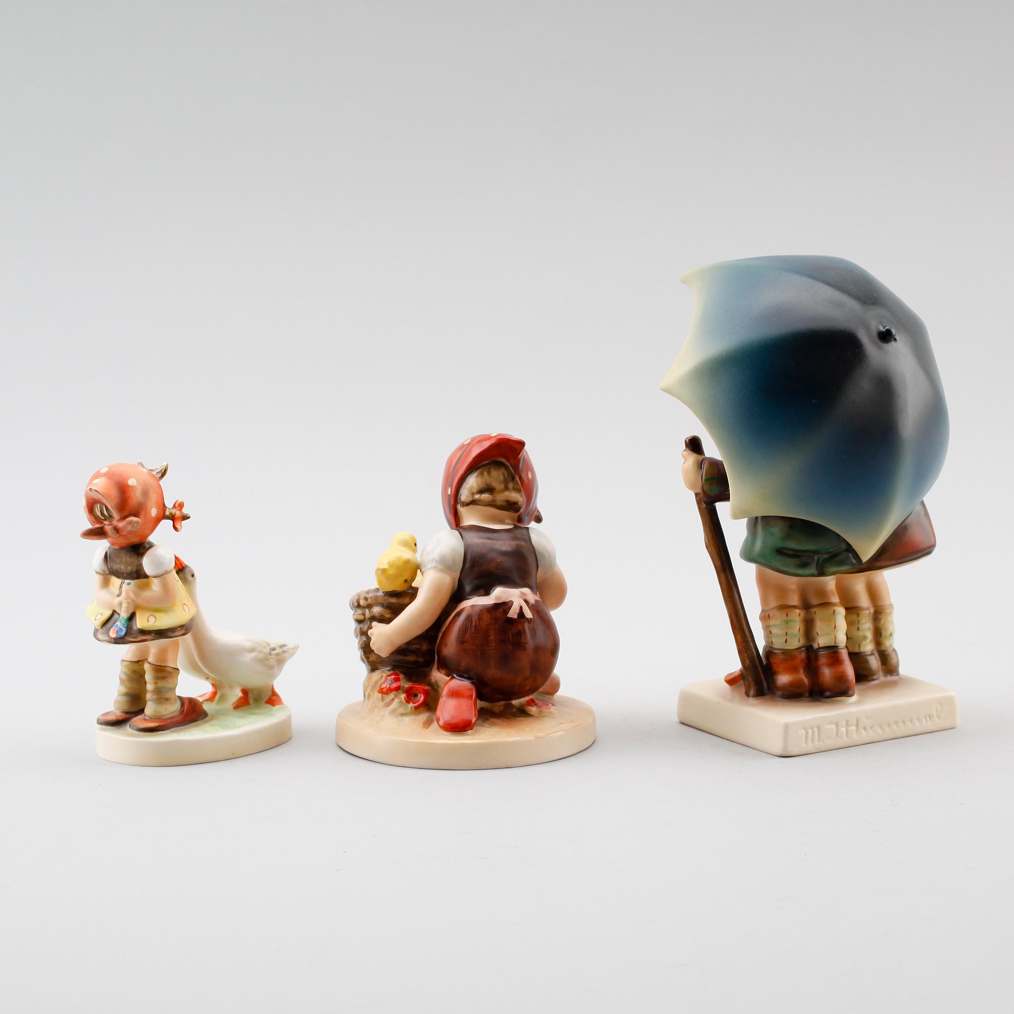 FIGURER, 3 st, porslin, MJ Hummel, Goebel.