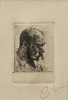 CARL LARSSON, etsning, monogramsignerad.