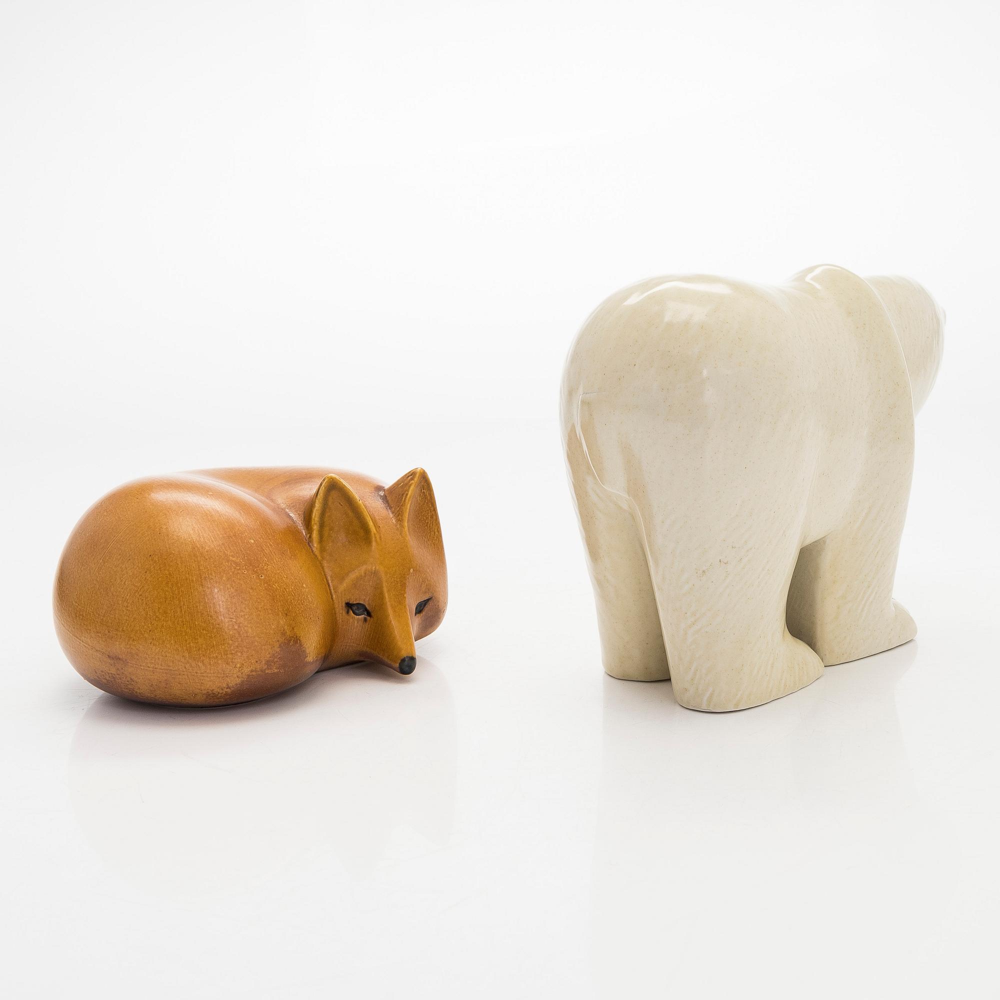 Lisa Larson, figuriner, 2 st, stengods, Gustavsberg Sverige.