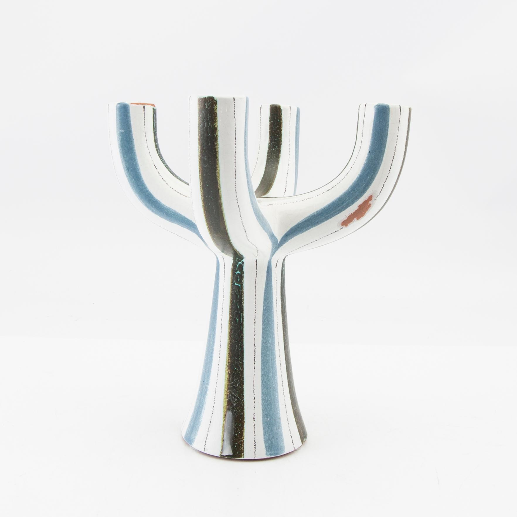 Stig Lindberg, candelabra from Gustavsberg's studio 1950/60s faience.