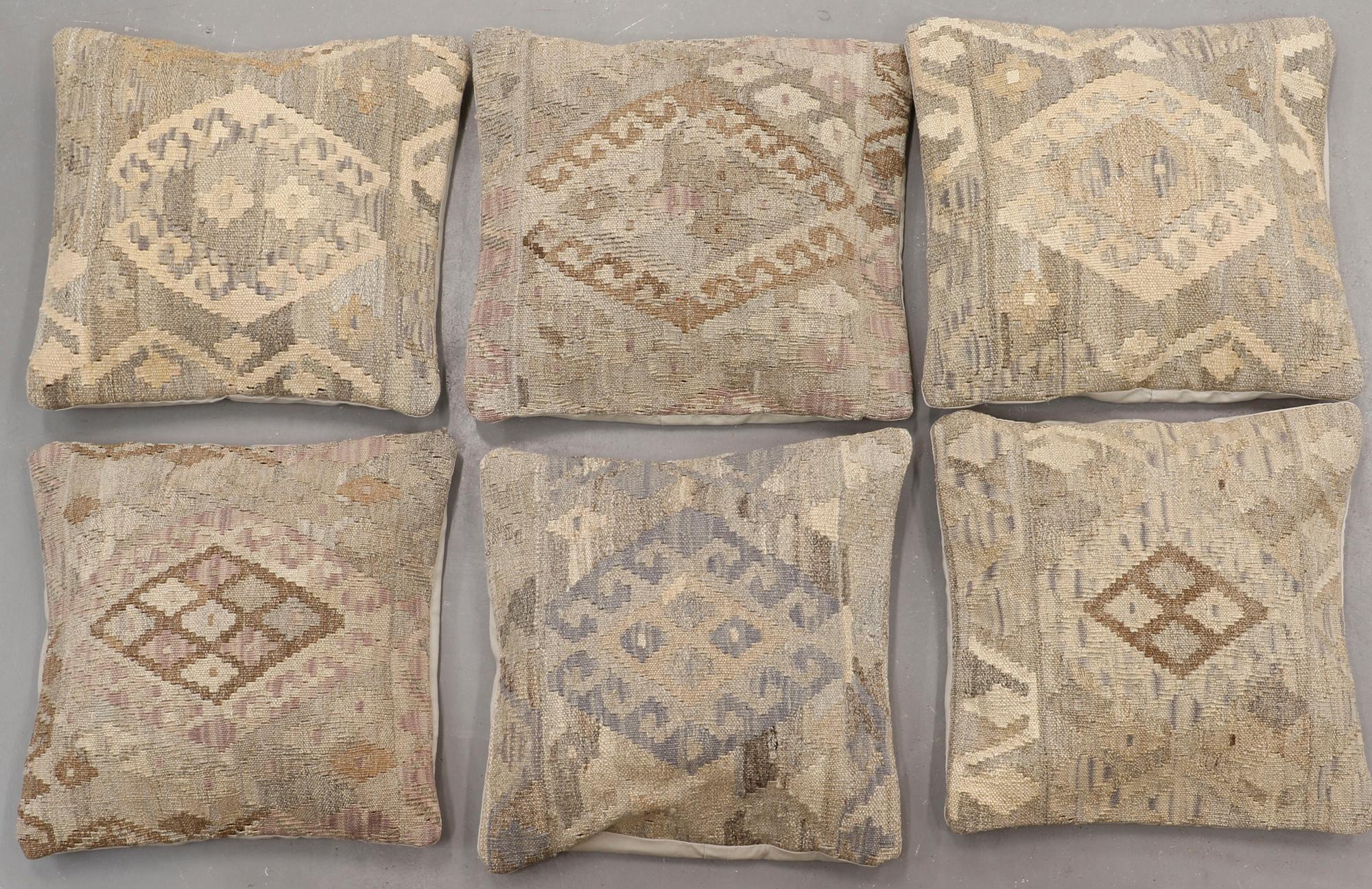Six kilim cushions, Ca 45 x 45 cm.