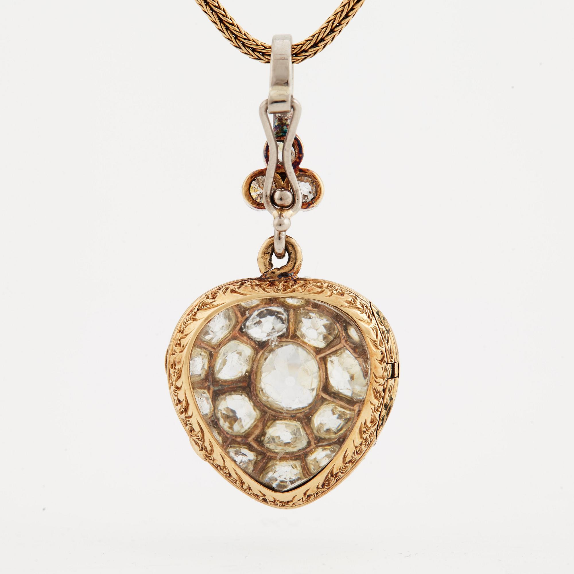 A old cut diamond pendant. Late 19th century.