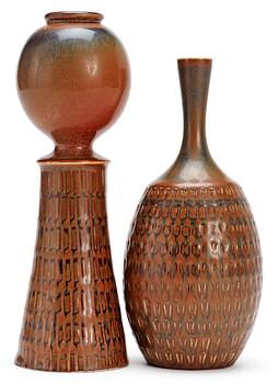 488. Two Stig Lindberg stoneware vases, Gustavsberg studio 1964.