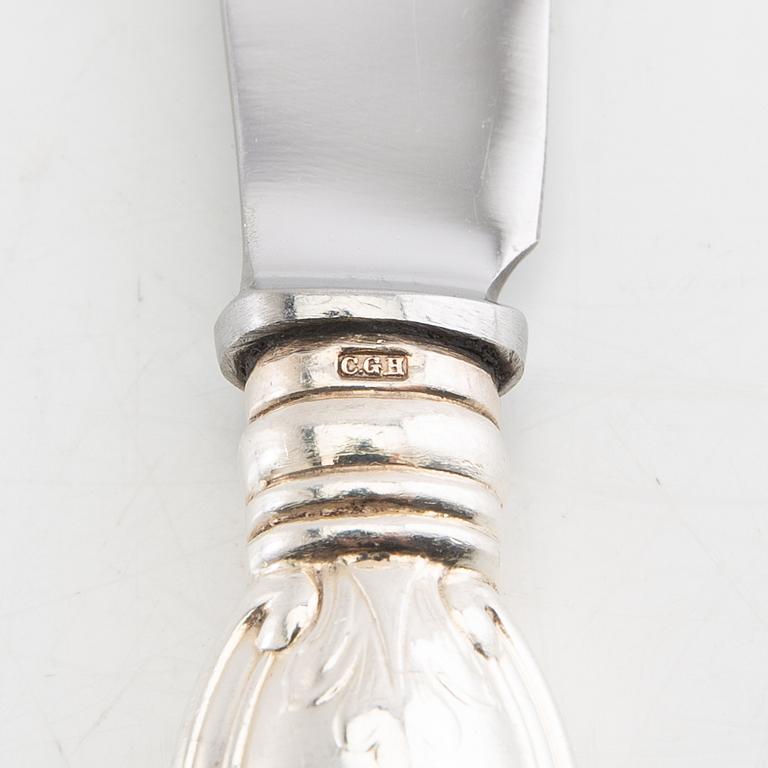 Cutlery, 86 dlr "Olga" silver CG Hallberg Stockholm 1950s.