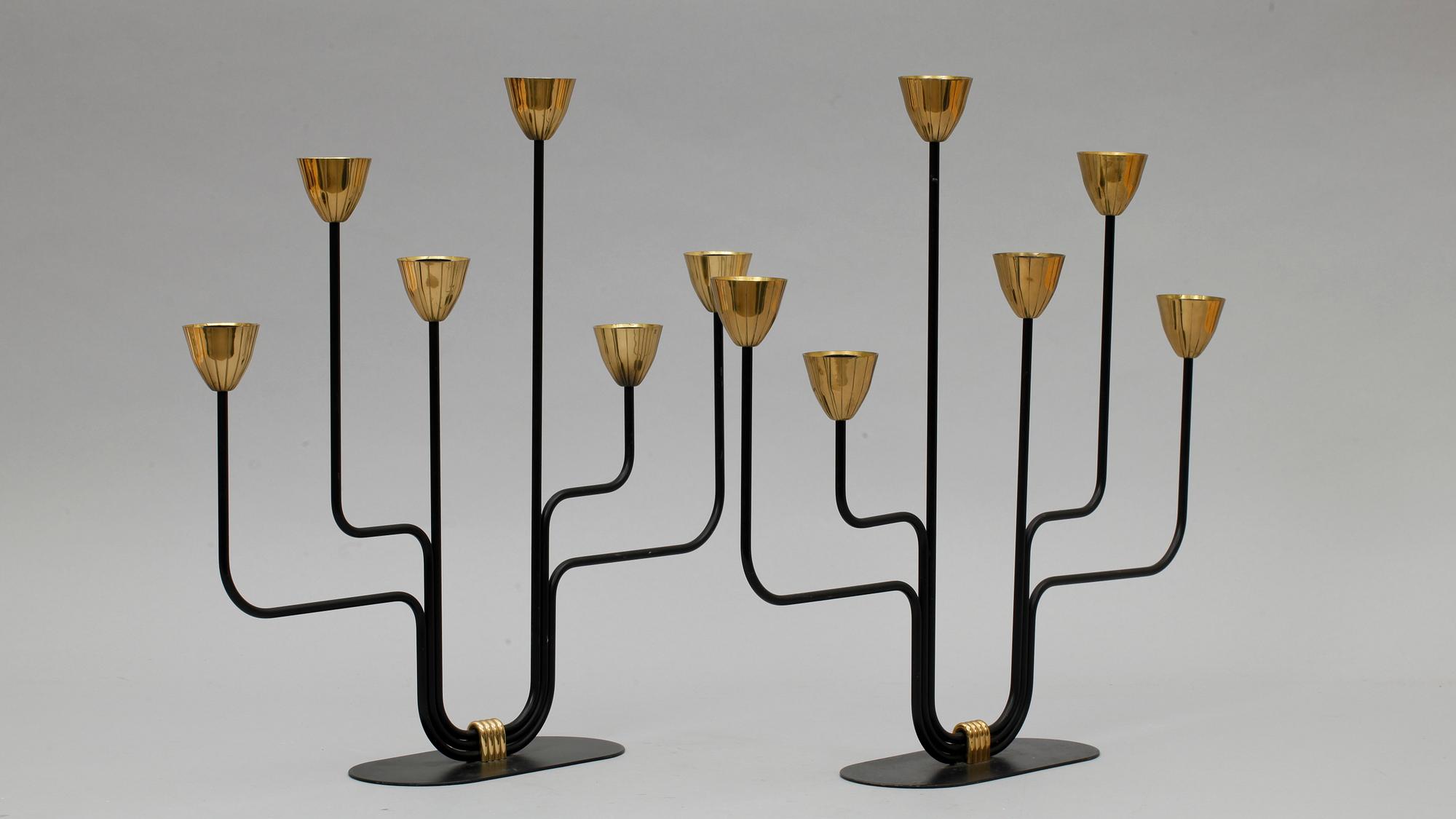 KANDELABRAR, ett par. Gunnar Ander för Ystad Metall. 1900-talets mitt.