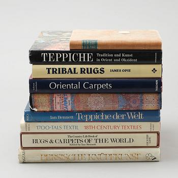 Nine books on rugs and textile, 20th century.