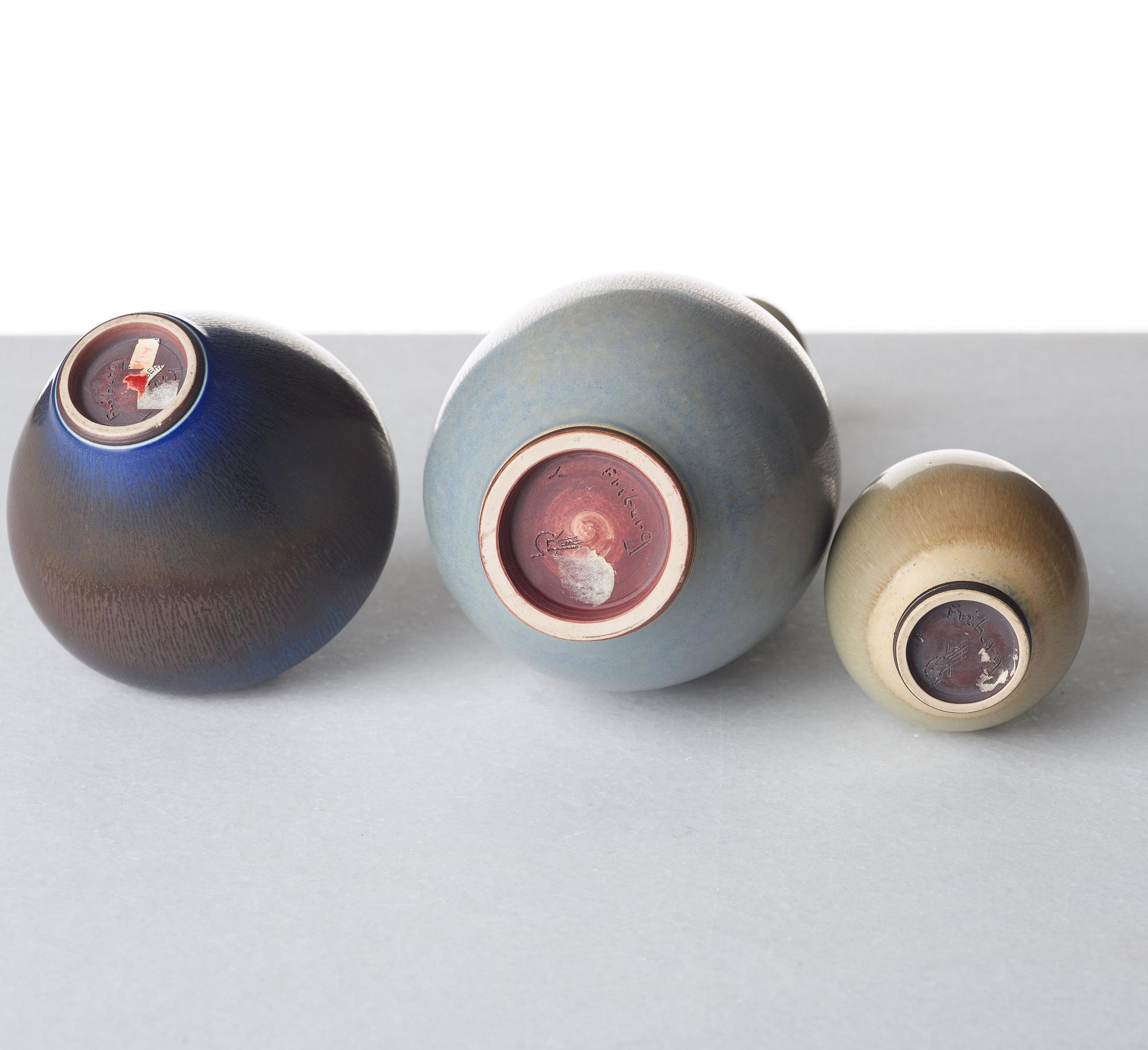 Berndt Friberg, vaser, 3 st, Gustavsbergs studio 1953-61.