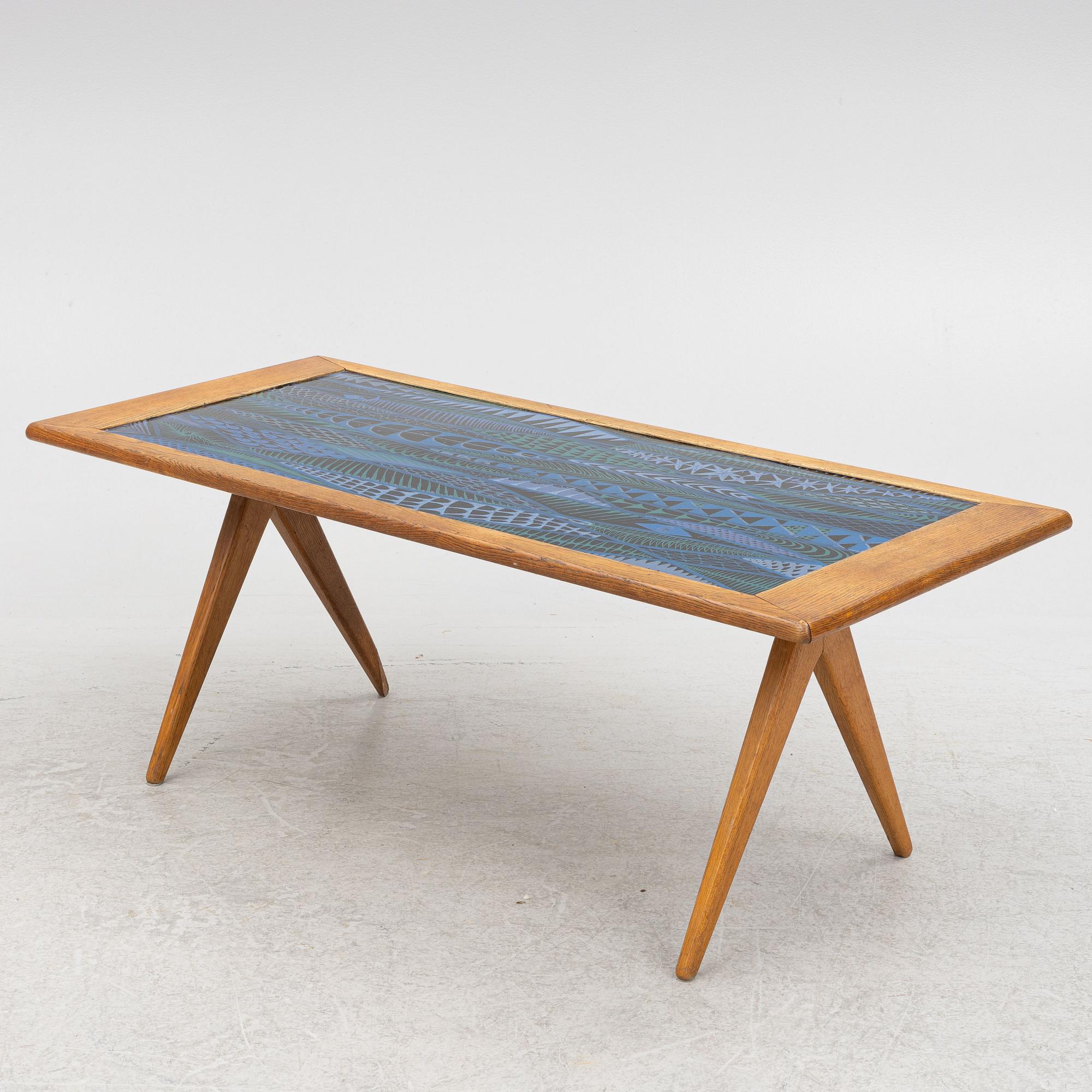 Stig Lindberg & David Rosén, coffee table, "Waves" from the Nordiska Kompaniet "Futura" series. 1954.