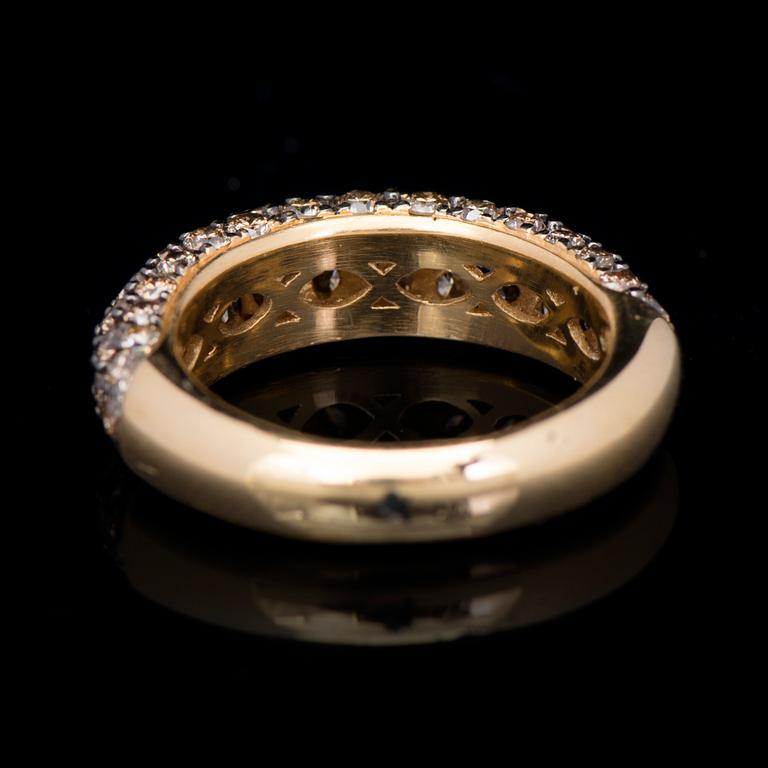 RING, briljantslipade bruna diamanter, 18K guld.