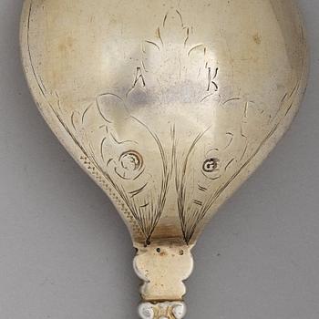 An early 18th century silver-gilt spoon, mark of Gottfried Ihme, Breslau (1691-1737).