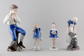 FIGURER, 4 st, porslin, Bing & Gröndahl.