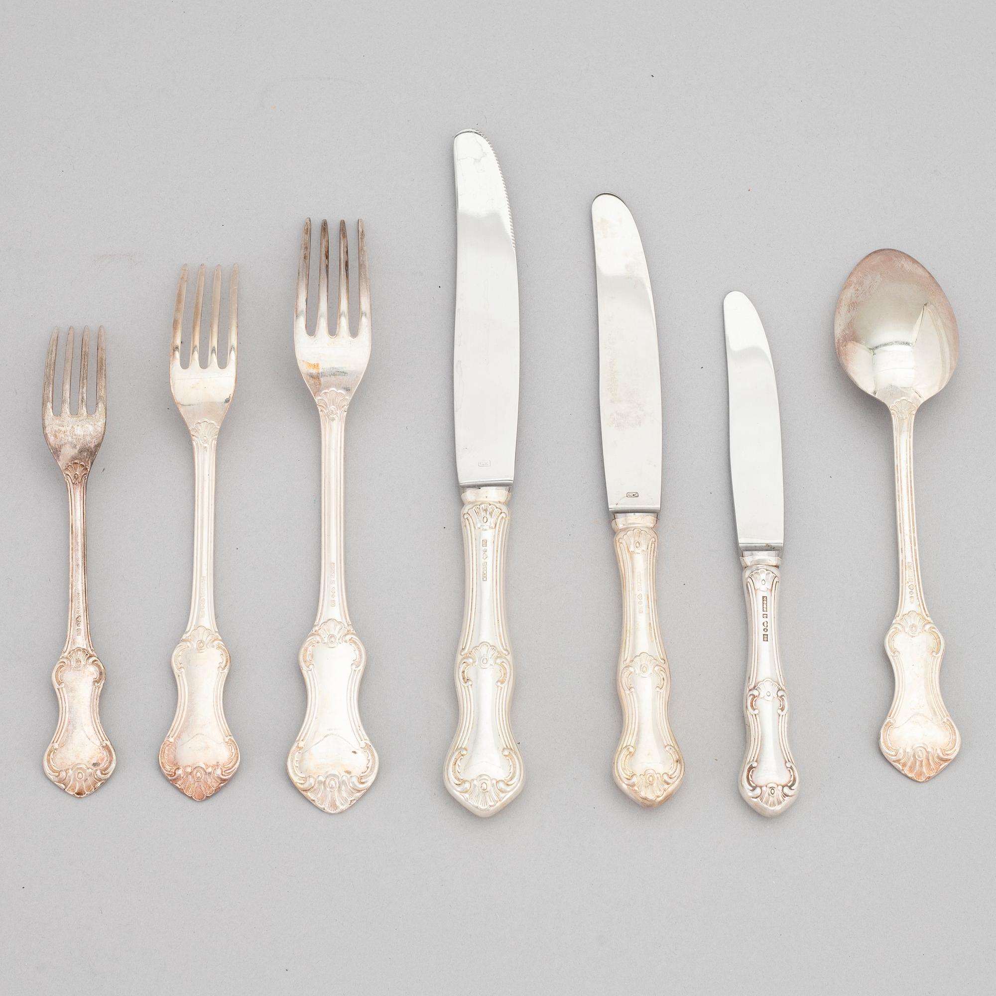 A 66 piece silver cutlery set, 'Patricia', MEMA, Lidköping, Sweden, 1966-1970.