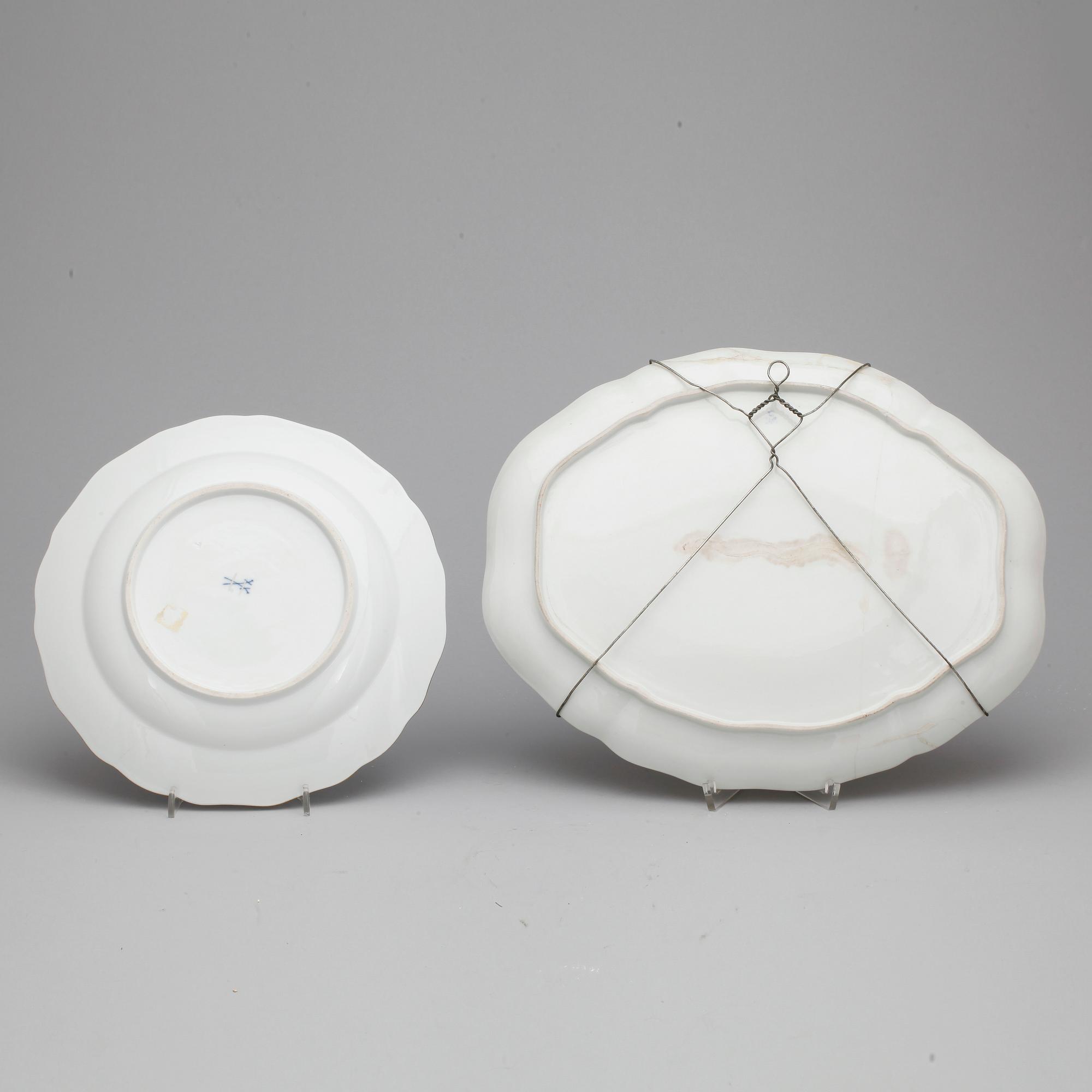 PARTI PORSLIN, 3 delar, bla meissen, 1900-tal.