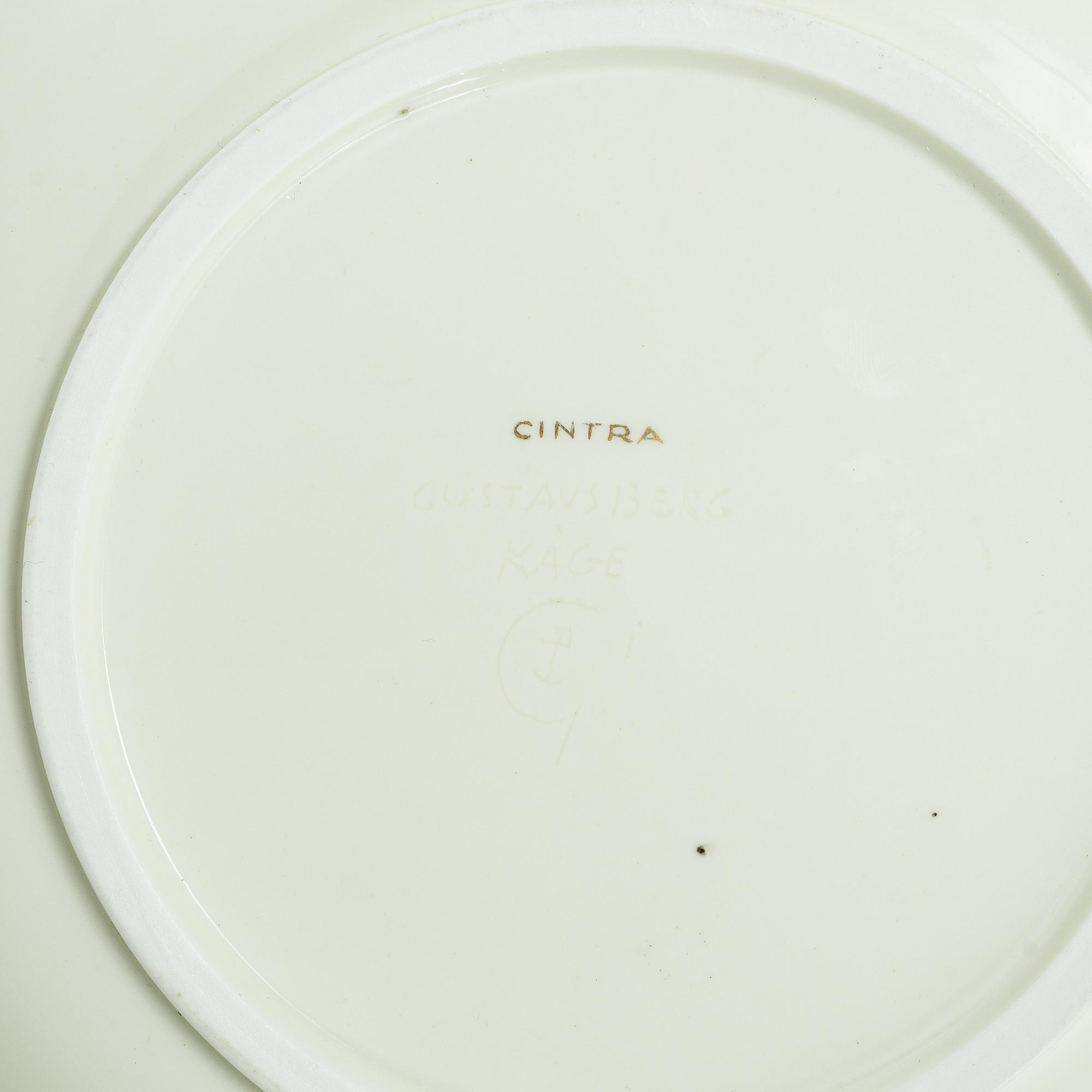 Wilhelm Kåge, fat, 2 st "Cintra", porslin, Gustavsberg 1939.