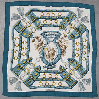 Hermès, an 'Aux Champs' silk scarf.