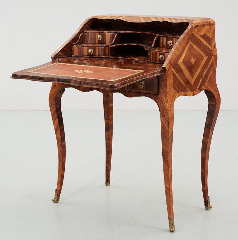 A Louis XV middle 18th Century bureau de pente by Jean-Pierre Latz, signed underneath two times "I P LATZ".