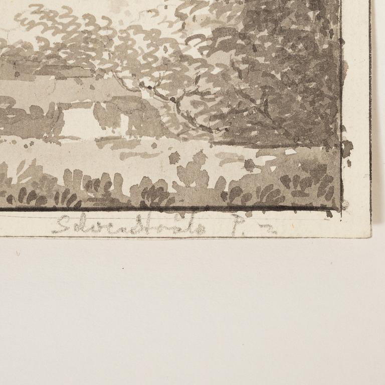 Gustaf Silfverstråhle, Landscape with log cabins/Landscape with ruins.