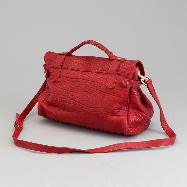 MULBERRY, a poppy red leather 'Alexa' bag.