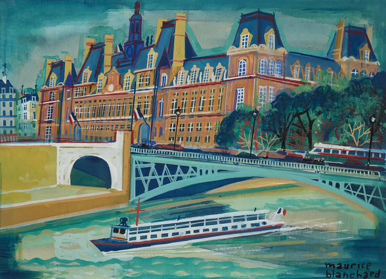 Maurice Blanchard, "Paris L'Hotel de Ville et la Seine".