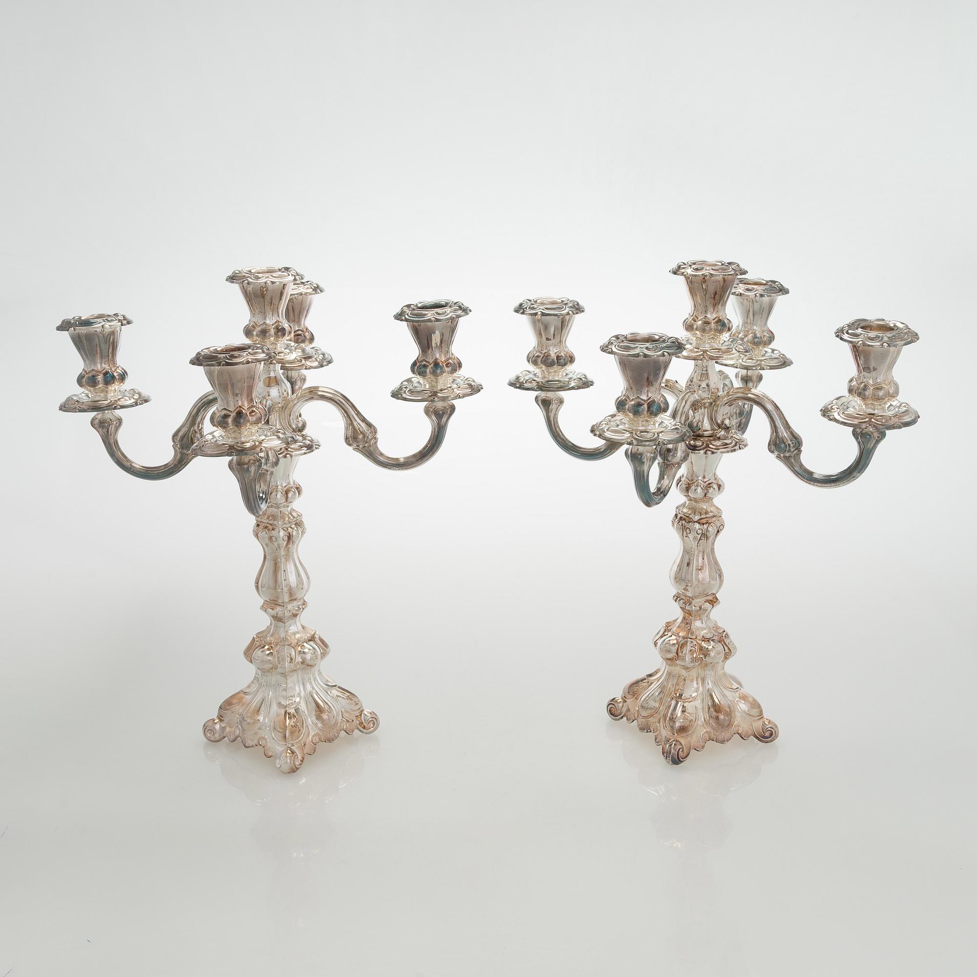 A pair of silver baroque style candelabra, Kultakeskus, Hämeenlinna 2007-2008.