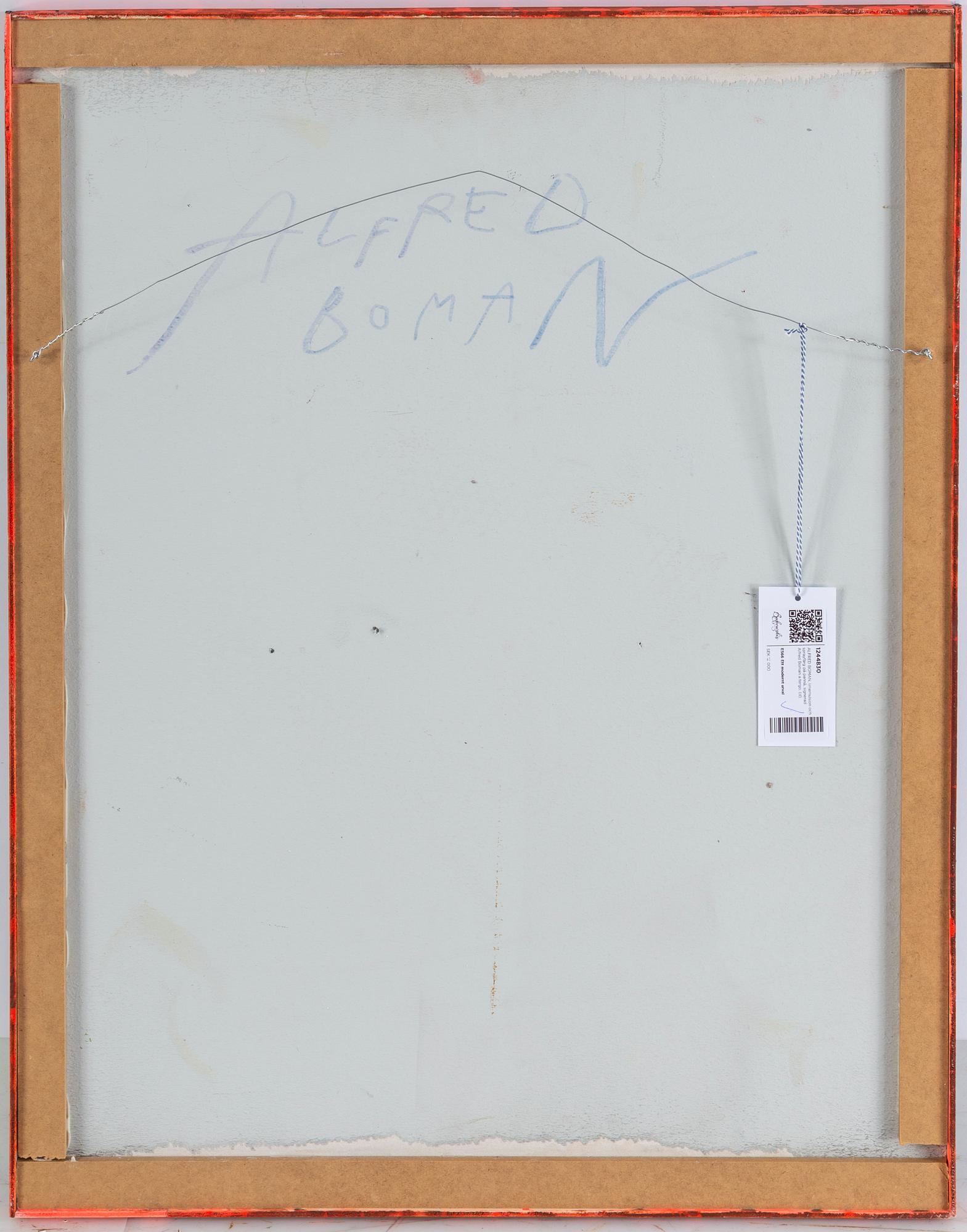 ALFRED BOMAN, glue emulsion and spay colour on panel, signed Alfred Boman verso.