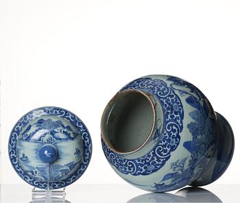 A pair of large blue and white vases with covers, Qing dynasty, Qianlong (1736-95).